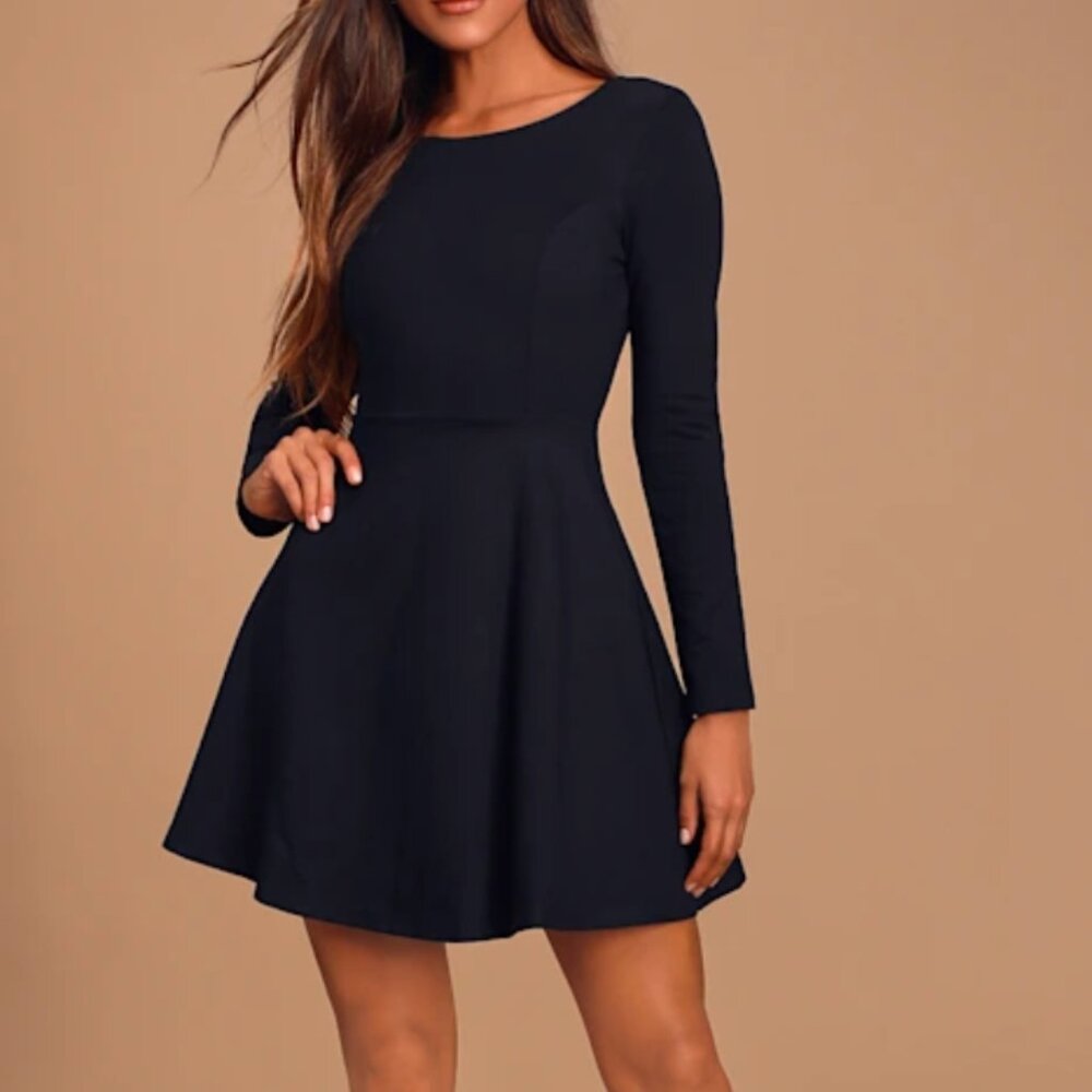 Lulu's Forever Chic Black Long Sleeve Dress